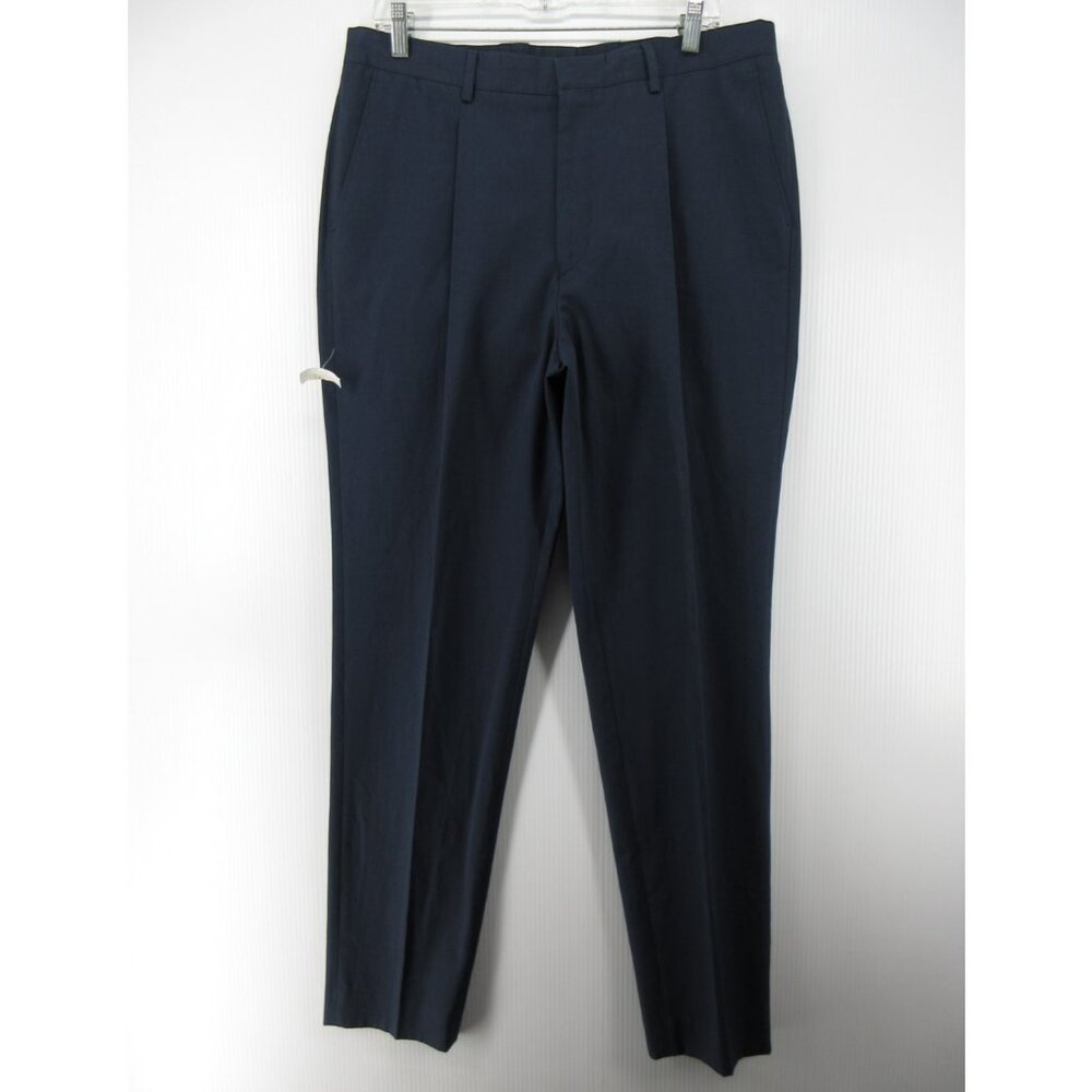 Seize sur Vingt Pants 30 Navy Trousers Slacks Pleated Stretch 35X32